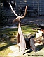 direct metal sculpture, long horn, found metal sculpture, yard art