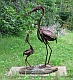 Direct metal sculpture, birds, fish, mother and child, heron, yard art